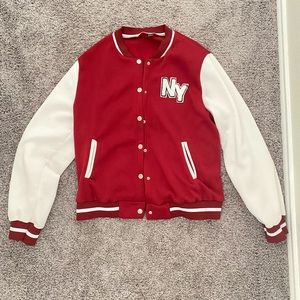 Red New York varsity jacket for winter